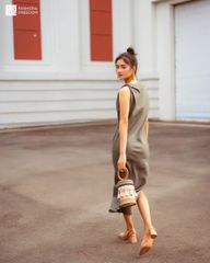 Đầm Nữ F2 Linen Rêu Đậm Fall Muse