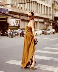Đầm Linen Vàng Nâu F2 Chocolate Fall In Love