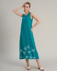 Đầm Linen Nữ F2 Xanh Holiday Vibes