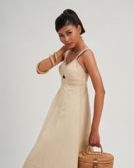 Đầm Linen Nữ F2 Kem Modern Women