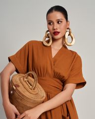 Đầm Linen Nữ F2 Nâu Golden Girl