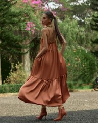 Đầm Lụa F2 Cam Đất Into The Wood