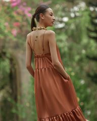 Đầm Lụa F2 Cam Đất Into The Wood