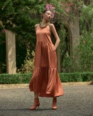 Đầm Lụa F2 Cam Đất Into The Wood