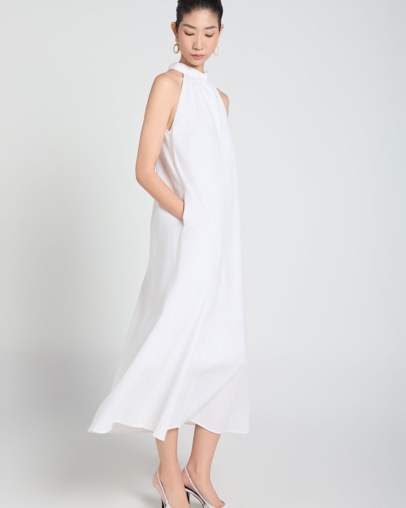 Đầm Nữ F2 Linen Trắng A Touch Of Effortless Elegance