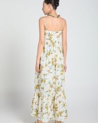 Đầm Nữ F2 Linen Trắng Hoa Xanh A Touch Of Effortless Elegance