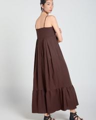 Đầm Nữ F2 Linen Nâu Đậm A Touch Of Effortless Elegance