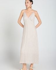 Đầm Nữ F2 Linen Kem Sọc A Touch Of Effortless Elegance