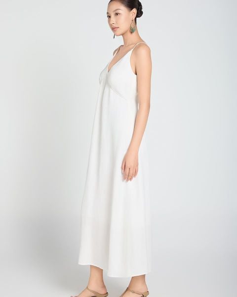 Đầm Nữ F2 Linen Trắng A Touch Of Effortless Elegance