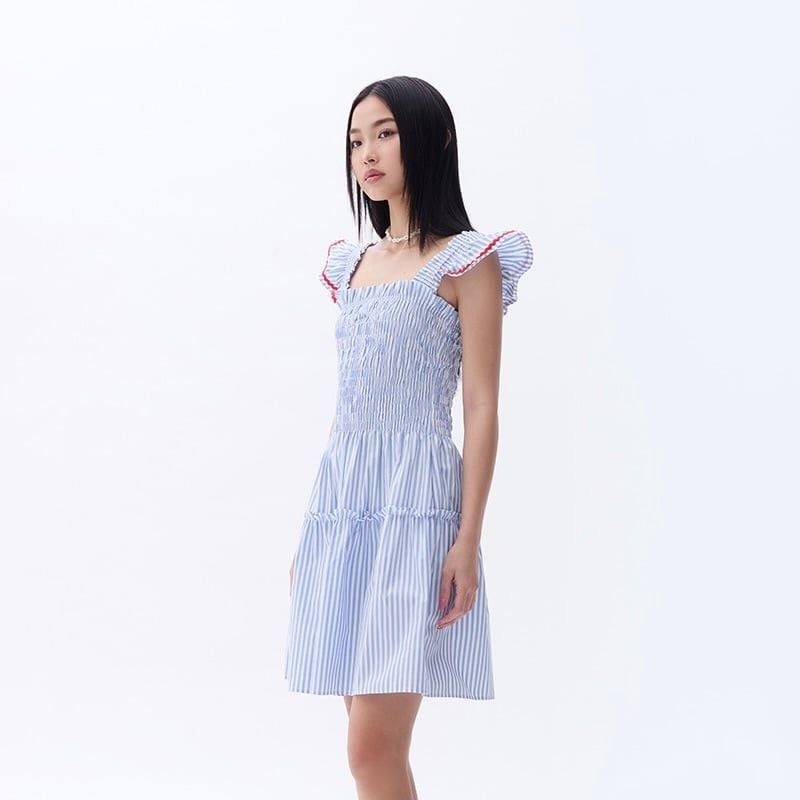 Đầm Nữ TheBlueTshirt Mini People Stripe Dress - Red ZigZag Lace
