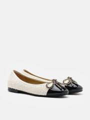 Giày Búp Bê Nữ Pazzion Daisy Tweed Toe Cap Bow Flats