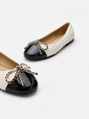 Giày Búp Bê Nữ Pazzion Daisy Tweed Toe Cap Bow Flats