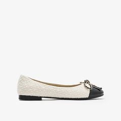 Giày Búp Bê Nữ Pazzion Daisy Tweed Toe Cap Bow Flats