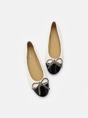 Giày Búp Bê Nữ Pazzion Daisy Tweed Toe Cap Bow Flats