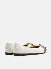 Giày Búp Bê Nữ Pazzion Daisy Tweed Toe Cap Bow Flats