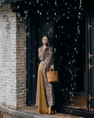 Quần Áo Dài Nữ F2 Lụa Vàng Đồng