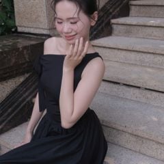 Đầm Nữ DOTTIE Midi Lệch Vai Phối Vải Poplin - D0679