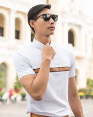 Áo Polo Nam Có Cổ Cotton Sọc Nâu