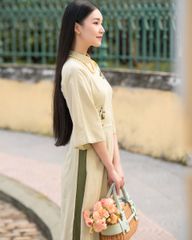 Áo Dài Nữ F2 Linen Xanh Ngọc Hòn Ngọc Viễn Đông - Không Kèm Quần