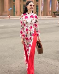 Quần Áo Dài Lụa Đỏ Tươi Hòn Ngọc Viễn Đông - Không Kèm Áo