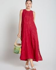 Đầm Nữ F2 Linen Đỏ A Touch Of Effortless Elegance