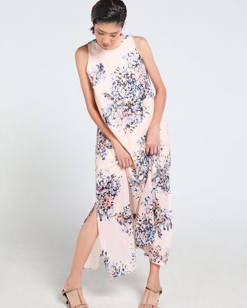 Đầm Nữ F2 Linen Tơ Hồng Hoa Tender Drit