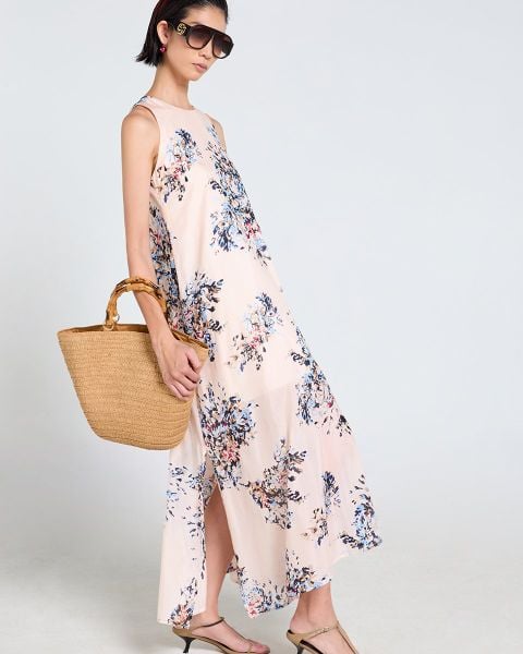 Đầm Nữ F2 Linen Tơ Hồng Hoa Tender Drit