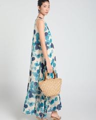 Đầm Nữ F2 Linen Tơ Kem Bi Xanh A Touch Of Effortless Elegance