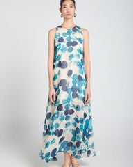 Đầm Nữ F2 Linen Tơ Kem Bi Xanh A Touch Of Effortless Elegance