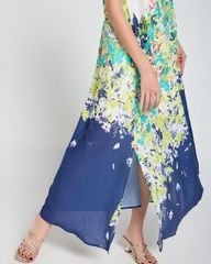 Đầm Nữ F2 Linen Xanh Họa Tiết A Touch Of Effortless Elegance