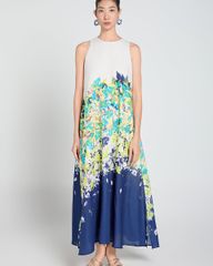Đầm Nữ F2 Linen Xanh Họa Tiết A Touch Of Effortless Elegance