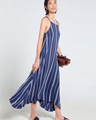 Đầm Nữ F2 Linen Xanh Đen Sọc Tender Drit