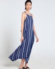 Đầm Nữ F2 Linen Xanh Đen Sọc Tender Drit