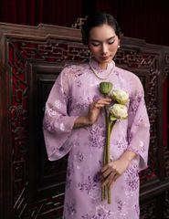 Áo Dài Voan Nữ F2 Tím Hoa Pride Việt Nam - Không Kèm Quần