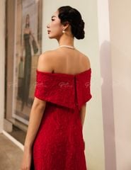 Áo Dài Gấm Nữ F2 Đỏ Pride Việt Nam - Không Kèm Quần
