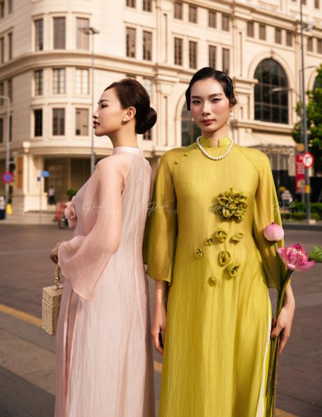 Áo Dài Voan Nữ F2 Dưa Cải Pride Việt Nam - Không Kèm Quần