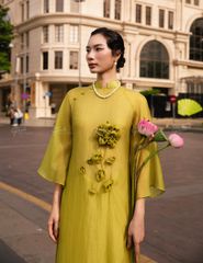 Áo Dài Voan Nữ F2 Dưa Cải Pride Việt Nam - Không Kèm Quần