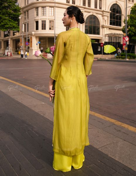 Áo Dài Voan Nữ F2 Dưa Cải Pride Việt Nam - Không Kèm Quần