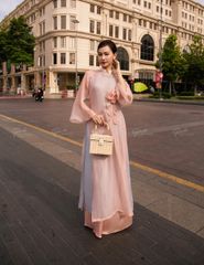 Áo Dài Voan Nữ F2 Hồng Pride Việt Nam - Không Kèm Quần