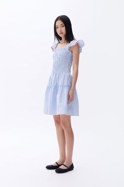 Đầm Nữ TheBlueTshirt Mini People Stripe Dress - Red ZigZag Lace