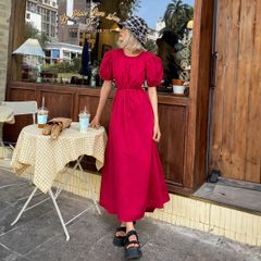 Đầm Nữ DOTTIE Midi Tay Phồng Hở Lưng - D0253