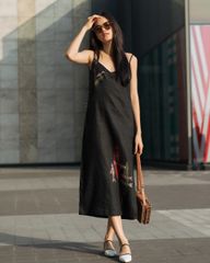 Đầm F2 Linen Đen
