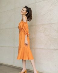 Đầm F2 Linen Cam Tháng Năm Rực Rỡ