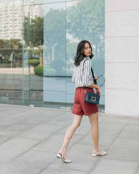 Quần Short Nữ F2 Linen Đỏ Chu Du Phố