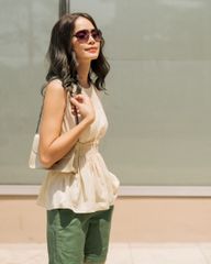 Quần Short Nữ F2 Linen Rêu Tru Du Phố