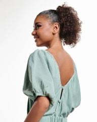 Đầm Nữ F2 Linen Xanh