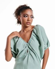 Đầm Nữ F2 Linen Xanh