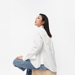 Áo Sơ Mi Nữ TheBlueTshirt trắng The New Pocket Oversize Shirt