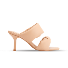 Guốc Mules Nữ THÁI TUẤN Quai Ngang Da Phồng Màu Kem