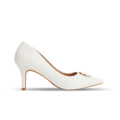 Giày Cao Gót Nữ THÁI TUẤN Bít Mũi Nhọn Màu Trắng